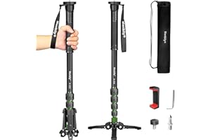 Manbily Monopode Caméra avec Pieds pour Appareil Photo 5 sections 170cm Extensible Portable en Aluminium de Voyage Avec Trépied Base Amovible Pour DSLR Caméra Caméscope Reflex Canon Nikon Sony Max 7KG
