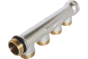 SOMATHERM FOR YOU 3383950000847 Sanitary Manifold, Nickel-Plated Brass, Female 20/27, self-Sealing and Aligned, 4 Leads, 3/4 Ek Male, Grey