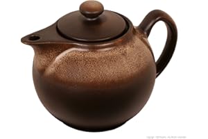 BUNZLAUER KERAMIK Original Bunzlauer Teekanne 1.0L im modernen reduzierten Design und dem Dekor Zaciek (Bauernkeramik)