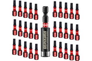 GEINXURN 30 Stück T25 Schlagfester Schrauberbitsatz 25mm Länge #25 Torx 1/4 zoll Sechskantschaft Antriebsbits mit 1 Stück 60mm Magnetische Bit-Halter, S2 Legierter Stahl T25 Schraubendreher Bits Set