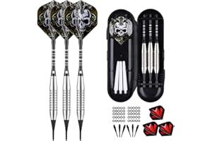 sanfeng Dardos Punta Plastico para Diana Electrónica, Dardos Diana Electronica de Profesionales 18 Gramos con 50 Puntas y 50 O Ring, Ejes de Aluminio Negro