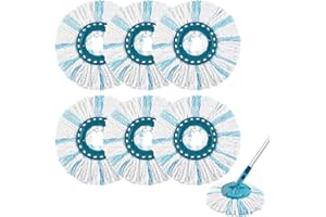 HEZANE 6 Cabezales de fregona de Repuesto Sistemas compatibles con Leifheit Clean Twist Disc Mop. Cabezal de Microfibra Doble con Alta absorción y Potente descontaminación, Doble Uso seco y húmedo.