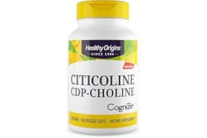 ‎HEALTHY ORIGINS Healthy Origins, Citicoline CDP-Choline mit Cognizin, 60 vegane Kapseln, 250mg Citicolin je Dosis, Glutenfrei, Sojafrei, GMO frei, Geschmacksneutral