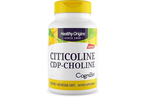 Healthy Origins, Citicoline CDP-Choline avec Cognizine, 250 mg, 60 Gélules végétaliennes, Sans Gluten, Sans Soja, Végétarien