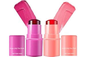 HPBAGGY 2 Pezzi Milk Jelly Blush Stick, Blush in Stick Lip Tint, Makeup Cooling Water Jelly Tint, Multi Use Makeup Blush Stick, Idratante/Lunga Tenuta, per Labbra e Guance