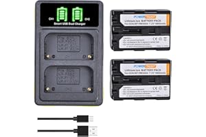 PowerTrust 2-Pack 1800mAh NP-FM500H Battery and Type-C Charger for Sony SLT A99 II, A99, A65, A58, A77 II, A77V, A57, A450, A500, A550, A560, A580, A850, A900, A200, A300, A350