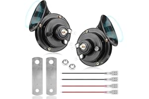 WANAONE 2pcs Dual Tone Car Horn, Car Snail Horns, 110DB Super Loud Train Horn, 12V Waterproof Double Horn, Electric Snail Horn For Car Motorcycle Bikes Truck Boats(Black)