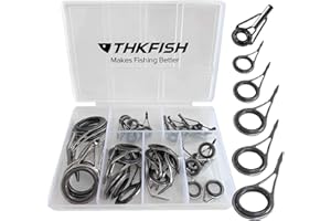 thkfish Rod Repair Kit Rod Tip Repair Kit Ceramics Tips Stainless Steel Carbon Spinning Rod Guides Fishing Rod Repair Kit 35pcs