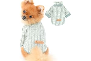 PAIDEFUL Maglione di Colore Puro per Cani Moda Caldo Lavorato a Maglia Maglioni per Chihuahua Maglieria Pullover Abbigliamento Invernale per Piccoli Animali Gatto Autunno Tempo Freddo Verde M