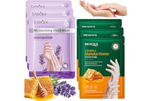 HANGGON Masque Main,6 Paires Gants Hydratants,Miel Lavande Masques Hydratants pour les Mains,Hydrate Profondément la Peau Endommagée,pour Sèche et Craquelée,Réparent la Peau Rugueuse (Vert)
