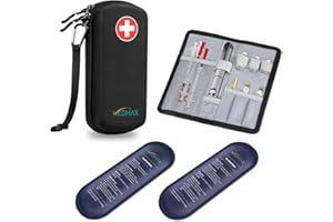 MEDMAX Hard Shell Insulin Cooler Travel Case with 2 Ice Pack, Shock Absorption Insulated Diabetic Medication Organizer Carrying Bag with Extra Pouch for Insulin Pen and Other Diabetic Supplies,Black