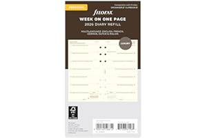 Filofax Osobisty tydzień na stronę 5 języków krem bawełniany 2026 dziennik 26-68439