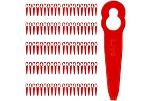 DEEPBOOM Lot de 100 Lames de Rechange en Plastique, Lames de Coupe Herbe Universelles, Accessoires pour Coupe-Herbe, Tondeuse à Gazon en Plastique Lames pour Jardin et Pelouse Coupe Bordures(Rouge)