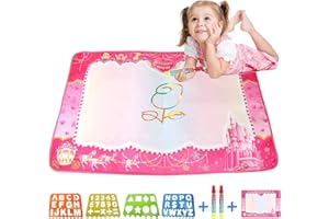 Rangebow Water Doodle Mat Pink Classic Aqua Magic Doodle Mat Drawing Mat pad Multicolored Two Water Pens Eva Four Stencils and Stamp Set Quality product for boys and girls 3 4 5 Years Plus (CP2310)