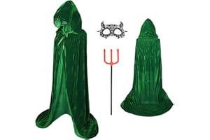 ZUCOS Mantello con Cappuccio Velluto, Adulto Bambini Halloween Mantelli Lungo Halloween Costume Unisex Strega