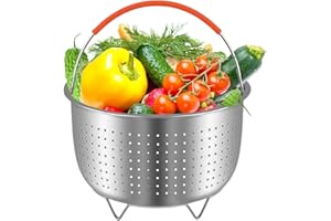 Smooce Steamer Basket for 6Qt Instant Pot,304 Stainless Steel Vegetable Steamer Basket with Silicone Handle for Steaming Vegetables Corn Eggs Rice Meat,Multifunctional Pressure Cooker Accessories