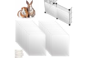 Oncpcare Paquete de 24 Forros de plástico para Mascotas, protección para Jaula de Conejo, Protector de orina, Forro de Borde Transparente, Forro Lateral de cobayas, Accesorios para Jaula de Animales