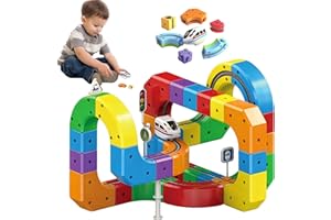 OAMGER Elektrische Zug Set, Clickrail Electric Train Set Flexible Race Track, Schwerkraft trotzende Strecken, Modulares Bausteine-Set mit USB-Aufladung Weihnachtszug for kreatives Spielen (81 pcs)