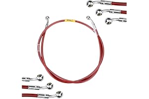 LETGOING Motorcycle Universal Hydraulic red Brake Hose 10mm Fixed Fittings 28°-28°Stainless Steel Braided Hose 400-2400mm for Motorcycles, ATVs, Dirt Bikes, Street Racers