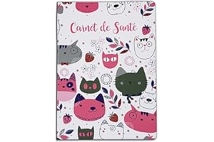 Protège carnet de santé pour chat, Format fermé 16x22.5 cm, modèle tete de chat