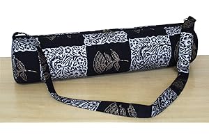 INDIAN CRAFT CASTLE ICC Black Gold Mandala Full-Zip Exercise Yoga Mat Carry Bag Gym Beach Pilates Carrier Bags Hippie Mandala Indian Cotton Bag