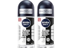NIVEA MEN Antiperspirant Roll-on for Men, Black & White Invisible Protection Original, 2x50ml