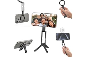 ULANZI MA60 Magnetisches Handy-Stativ, 3in1 Aluminium Mini Selfie Stick, Faltbar Taschen-Handy-Ständer, 14 N Doppelseitiger Magnet, kompatibel mit iPhone 17 16 15 14 13 12, Magsafe, Sumsung, Schwarz