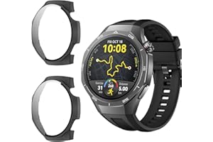 Funrae Hülle Kompatibel mit Huawei Watch Watch GT5/GT 5 Pro 46MM [2 Stück], PC Gehäuse mit Hartglas Displayschutz Schutzhülle Vollschutz Kratzfest Ultradünner Puffer Schutz Case - Schwarz