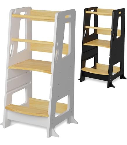 Tour D'Apprentissage Montessori Dwin En Bois - 3 Hauteurs Réglables Pour Enfant Dès 12 Mois