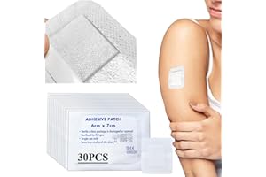 NELLHOMY 30 Pcs Non-Woven Adhesive Dressings with Absorbent Pad, 6cm x 7cm Adhesive Dressing Plasters for Wounds First Aid, Individually Wrapped