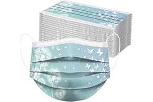 LULUJI Lulupi 50 Stück Einweg Mundschutz Mund-Nasenschutz Pusteblume Bedruckt 3 lagig Einmal MNS Löwenzahn Motiv Halstuch Mund und Nasenschutz Staubdicht Atmungsaktiv Multifunktionstuch Schals Tücher