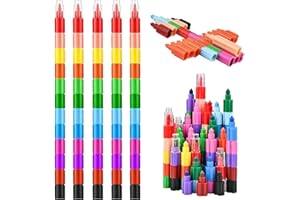HAOUTDORY 5 Piezas Crayones Apilables, 12-Colores Ceras de Colores para Niños, Lápices de Arcoíris Apilables Juguete para Detalles Cumpleaños Niños, Regalos Alumnos Primaria, Navidad Niños (12 Colores en 1)