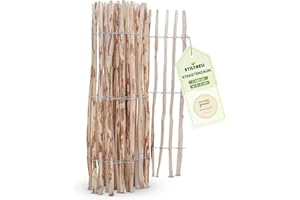 STILTREU Staketenzaun Haselnuss Höhe 100 cm, Länge 5 Meter, Lattenabstand 3-5 cm