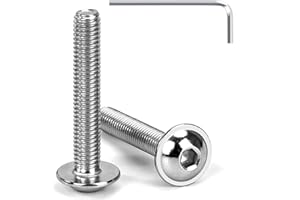 Tunejoy Vis à Tête Bombée avec Bride M5 x 30 mm Vis à Six Pans Creux en Acier Inoxydable A2 V2A Boulons à Tête Hexagonale avec Clé Allen Filetage Complet 20 Pièces