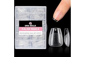 UNA GELLA Capsule Américaine Ongle Ballerine Extra Court, 504 Pièces 12 Tailles, Formes Coffin en Acrylique Full Cover, Faux Ongles Autocollants pour DIY et Studio à Domicile