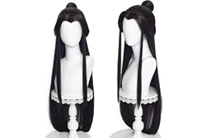 MAYSUWELL Cosplay-Perücke Lang Schwarzes Glattes Haar Synthetikstoff Tian Guan Ci Fu für Männer und Frauen Halloween Weihnachten Rollenspiel