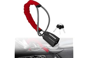 YUFANYA Steering Wheel Lock Seat Belt Lock,Universal Car Locks Fit Most Vehicles,Sturdy Lock for Cars SUV Van Golf Cart Truck Security Products with 2 Keys（Red）