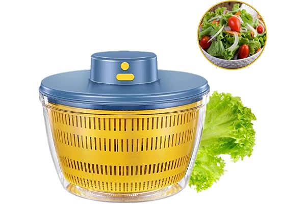 Ulable Essoreuse à Salade Automatique sans Fil USB 4000 ML Déshydrateur Automatique pour Fruits et légumes, saladier pour Servir, assèchement Rapide, ustensile de Cuisine dans Une Couleur Tendance