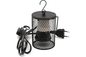 BREUAILY Reptile Heat Lamp with Protective Basket E27 Heat Lamp Ceramic Terrarium Reptiles Heating Lamp for Amphibians Reptiles Animals Lizard Turtle Snake Chameleon Birds Chickens (EU Plug) (50W)