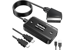 TnYoYo SCART auf HDMI Konverter, Adapter Scart zu HDMI mit Scart und HDMI Kabel, SCART zu HDMI Konverter Full HD 1080P Video Audio Wandler, SCART HDMI Adapter für VHS DVD Player Sky Xbox HDTV Blu-ray