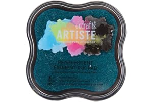 DOCRAFTS ARTISTE Artiste Pigment Pearlescent Aqua Ink Pad for Stamping, Embossing Powders, Crafting Supplies, Highly Pigmented, Use with Clear Stamps, Rubber Stamps, Ink Pads are Safe Non-Toxic Acid-Free, Stamptastic