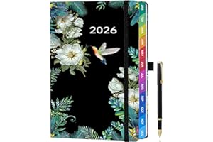 ZXHQ Week to View 2026 Diary A5 (5.9" × 8.5"), Jan - Dec, 2026 Full Year Weekly and Monthly Planner, Colorful Monthly Tabs, UK Holiday, with Pen, Inner Pocket - Black
