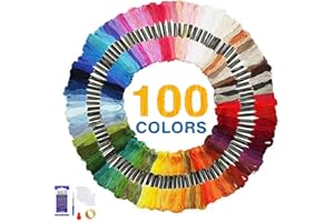 ANEWSERA Embroidery Threads Kit, 122 Pcs Cross Stitch Threads with 100 Rainbow Colored Embroidery Threads, Friendship Bracelets, Crafts Sewing Thread with Embroidery Needles, Floss Bobbins, Threader