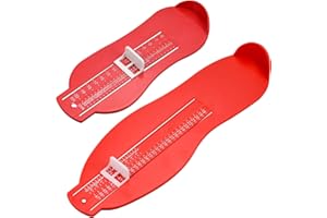 JACMKEON 2Pcs Professional Family Foot Measure Sizer Device Standard Shoe Sizer Child/Adult UK Sizes 2-12 / EU Sizes 18-47 and Kids Shoe Measuring Gauge 6-20cm, Red