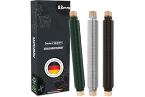 SERSCH 3X Rollen Basteldraht 0,8 mm stark - Für mehr Kontrolle und besseren Halt! - Ideal zum Basteln und Binden von Blumensträußen - Langlebiger und hochwertiger Bindedraht - 3x ca. 24m