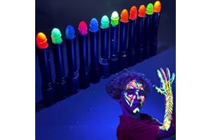 ITSFAIRYPRO 12 Colors Face Paint Crayon For Children, Neon Face&Body Painting Water Off Blacklight Glow In Dark Makeup Kit Non-Toxic UV Body Paint Luminous Stick For Dress-up Party Halloween Easter Carnival