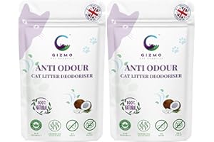 Gizmo Pet Supplies Cat Litter Freshener – Organic and All-Natural Cat Litter Odour Eliminator– Planet-Friendly Pet Litter Deodorizer – Non-Scented Odour Neutralizer – Pack of 2-2x250gr