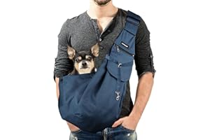 Lyneun Sac de Transport pour Chien et Autres Animaux de Compagnie, Réglable Sac Bandoulièrede pour Petit Chien, Transport pour Chien Respirant, Convient pour La Marche Plein Air (Bleu Marine)