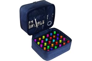 KOKSI 2-Tier Toiletry Travel Bag - Stylish Storage Solution with Nail Polish Bottles Compartments, Ideal for Cosmetic, Makeup & Beauty Essentials, Space-Saving Organizer for Home & Travel (Blue)