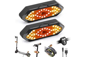 FXINRUIA 2PCS E Scooter Blinker, Roller Rücklicht mit USB wiederaufladbare drahtlose Fernbedienung wasserdicht Warnlicht mit Sockel Einstellbare mit Xiaomi Ninebot Scooter zubehör Speziell für Scooter